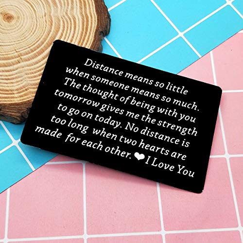 Engraved Wallet Inserts Card,Long Distance Couples Gift for Boyfriend,Long Distance Gift,Metal Wallet Love Note Card for Him Her,Military Deployment Gift for Husband Christmas Birthday Gift for Men2