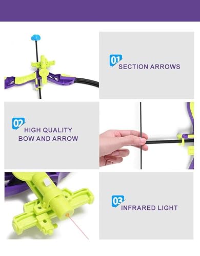 Xwin 28CM Kids Bow and Arrow Set - Archery Toy with Infrared Laser Sight, Quiver, Target Board and 10 Suction Cup Arrows - Safe Indoor and Outdoor Archery Game for Boys and Girls Ages 3+ Years - Image 5