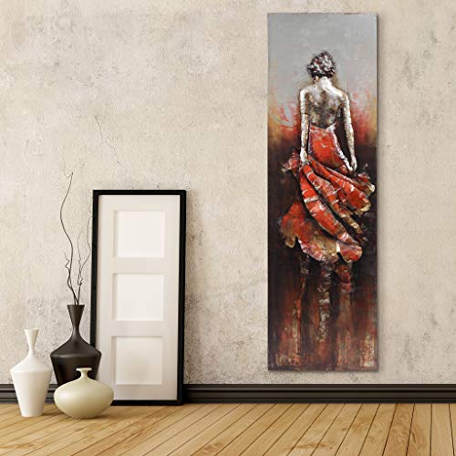 Empire Art Direct Lady Iron Wall Art 3D Metallic Hand Painted Sculpture,Ready To Hang,Living Room, Bedroom ＆ Office, 22 In. X 2.8 In. X 72 In, Red,Brown #TOP2