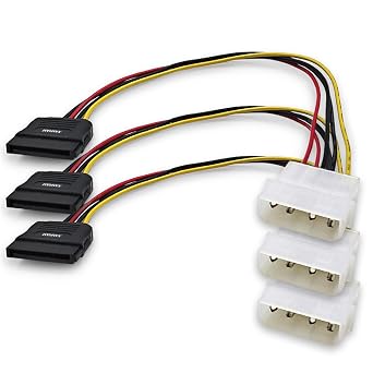 3-Pack 7.8 Inch 4 Pin Molex to SATA Power Cable, IDE 4Pin Male to SATA 15 Pin Female Power Adapter Cable