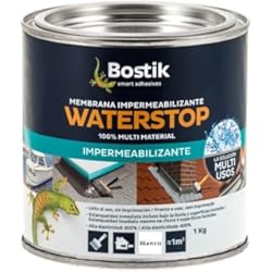 Revestimiento Impermeabilizante Para Paredes BOSTIK WATERSTOP Impermeabilizante de Reparación Blanco, Polímero MSP, Membrana de Alta Resistencia Elástica, Aplicable en Soportes Húmedos, Multimaterial, Bote 1 kg