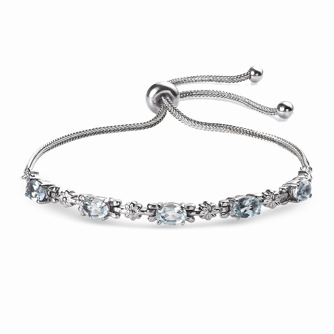 Birthstone Bracelets for Women - Charm Bolo Bracelet Adjustable Stylish - Engagement Anniversary Wedding Cute Sparkling Jewelry - Promise Gemstone