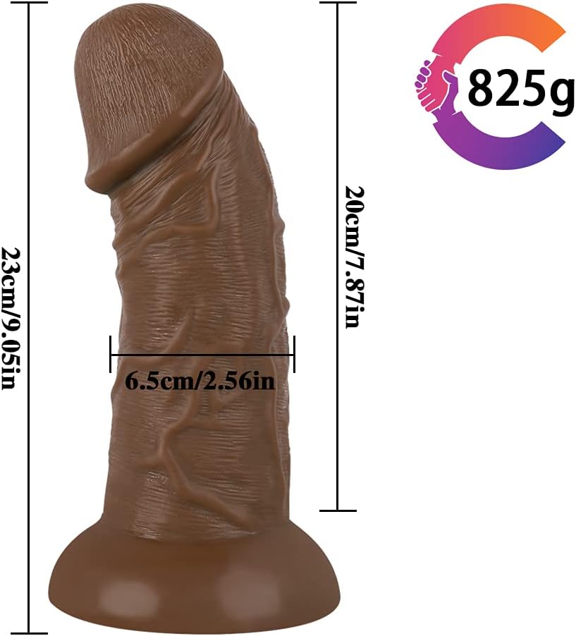 Large Dildo Without Testicles Anal Dildo Realistic Dildo with Powerful Suction Cup, Penis Butt Plug G-Spot Stimulator Sex Toy for Men Women(Brown)