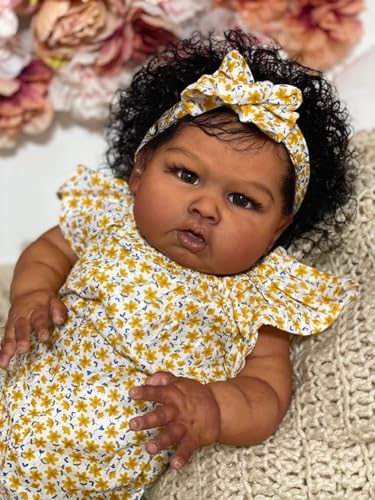 Muñeca Reborn Realista Bebé de 60 cm Cuerpo de Tela Negra miniatura 3