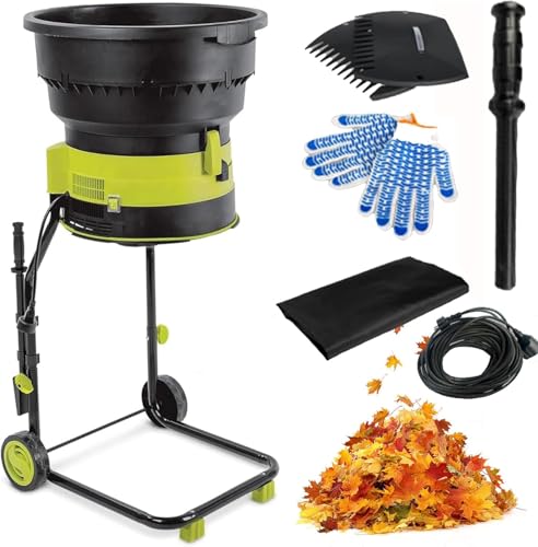 Tribunal de jardín de Hojas de Hojas eléctricas, trituradora de Hoja de trituradora de Compost de 2500 W con Ruedas, rastrillo de Hojas, Bolsa de Almacenamiento, Cigarrillos de 8000 RPM con