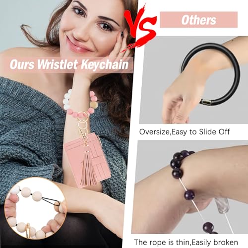 Image of KNGITRYI Wristlet Wallet for Women,RFID Keychain Wallet with Beaded Strap