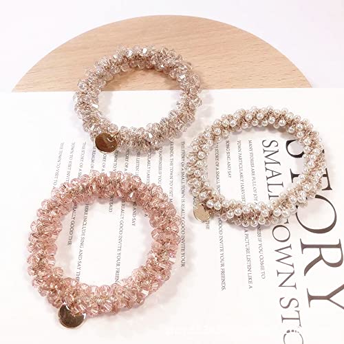 5 Pcs Hair Ties Hair Ring Rhinestone Hair Bands Hair Ropes Pearls Hair Elastic Bracelet Ponytail Holders Hair Accessories For Women And Girls #TOP4