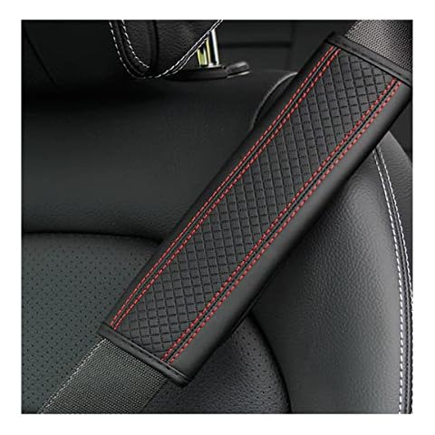 zipelo 2PCS Car Seat Belt Cover, Soft Shoulder Strap Covers Harness Pads, Safety Leather Seatbelt Comfort Driving Cushion Protect Your Neck and Shoulder Universal for Car, SUV (Black/Red-1) Cover