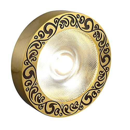 TCHAUSGZOZ Luz de techo empotrada LED latón Foco montado en superficie 3W, 7W, 9W, 12W Lámpara ojo buey for pasillo interior Downlight redondo for iluminación vestíbulo COB oblea(3W,White light)