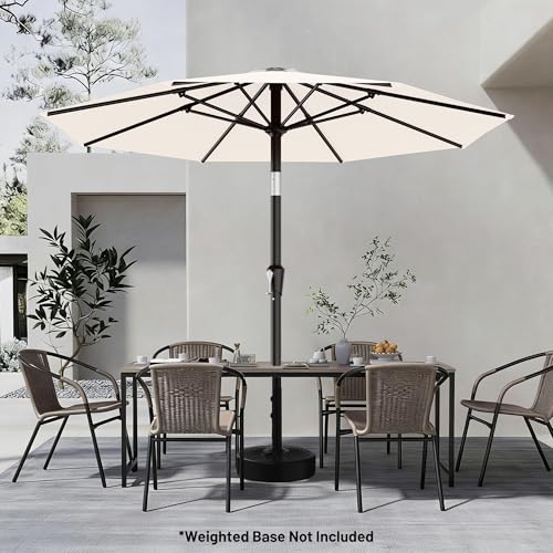Image of AreShark 9 FT Patio Umbrella for Outdoor, Outdoor Table Umbrella with Push Button Tilt and Crank, Outdoor Patio Umbrellas with 8 Sturdy Ribs for Market, Garden, Pool (Cream-white)