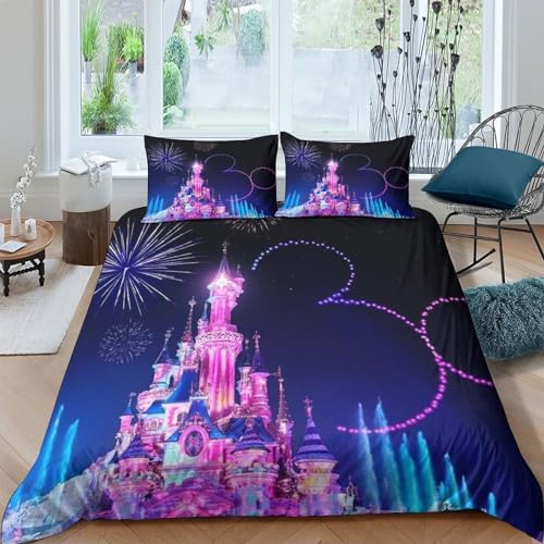 Housse de couette feu d'artifice château 3D lit double 200x200 cm - 2