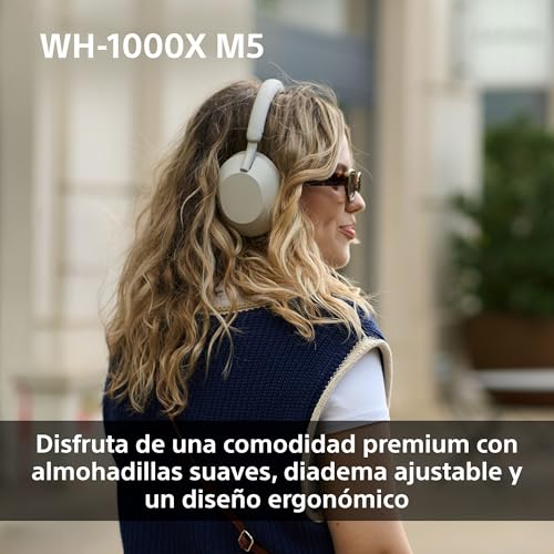 Sony WH-1000XM5 Noise Cancelling, Auriculares Bluetooth de diadema, Llamadas cristalinas, Hi-Res, 30 h de batería, Carga rápida, Incluye Funda rígida, iOS, Android - Plata - imagen 9