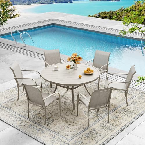 DIFY 7 Pieces Outdoor Patio Dining Set for 6, 47.2