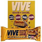 Vive Superchoc Low Sugar High Fibre Gooey Caramel Chocolate Bar - Protein Packed - Vegan Healthy Snack