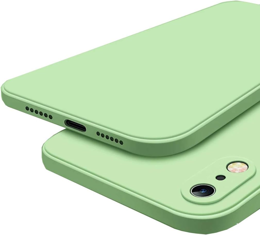 MOBITUSSION Liquid Silicone Microfiber Lining with Camera Protection Back Cover Compatible for iPhone XR (Light Green)