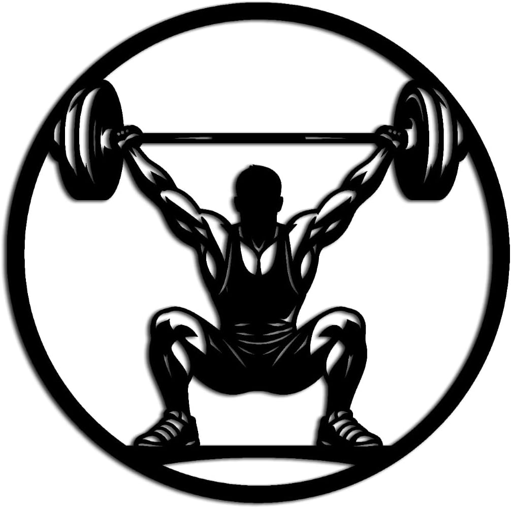 Weightlifting Athlete Metal Wall Art Decor Outdoor Decor Modern Minimalist Aesthetic Metal Signs Trendy Stunning Wall Decor for Gym Living Room Office Home Decor (Black,16inch)