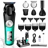 BILLAR 6 in 1 Professional Mens Grooming Kit for Mustache,Body, 17 Piece All-in-One Mens Grooming Kit and Hair Clipper, Nose, Ear,Body and Face, Electric Razor with Type-C Recharge Dock