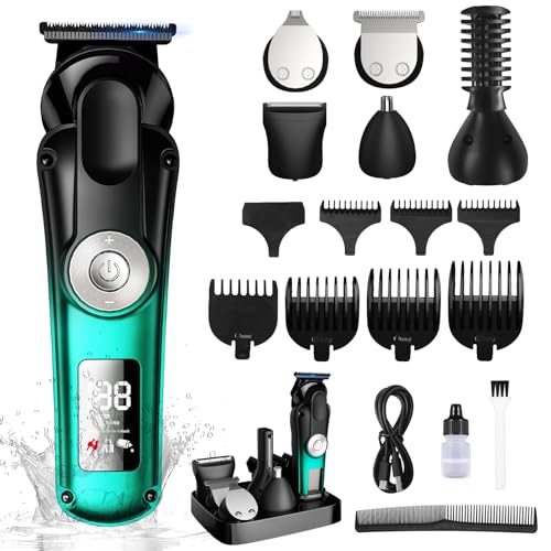 BILLAR 6 in 1 Professional Mens Grooming Kit for Mustache,Body, 17 Piece All-in-One Mens Grooming Kit and Hair Clipper, Nose, Ear,Body and Face, Electric Razor with Type-C Recharge Dock