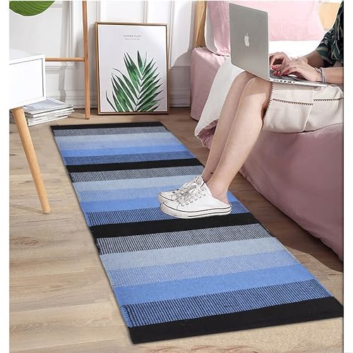 Image of Modern Cotton Rug Runner - 2x5 ft Flatweave Carpet for Entryway, Balcony & Bedroom Styling
