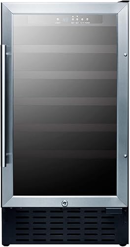 Summit Appliance SWC1840B Comercial de 18 pulgadas de ancho Bodega para uso incorporado o independiente con capacidad de 34 botellas, puerta de