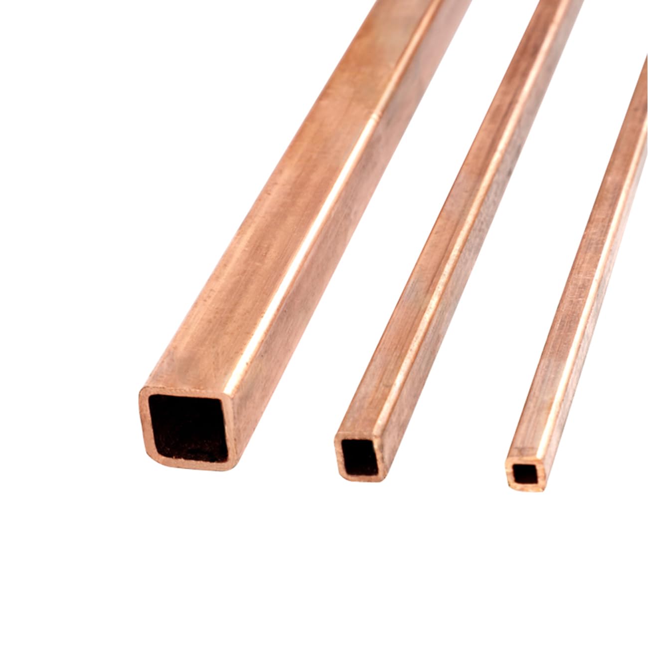 Tubo quadrato in rame viola, set di 2, lunghezza 14 mm, larghezza 16 mm, spessore della parete 1,5 mm, lunghezza totale 500 mm, per artigianato in metallo fai da te