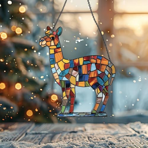 Image of Llama Acrylic Ornaments Suncatcher Women Men Gifts Christmas Decor