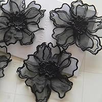 Yulakes 10 Stück Spitze Organza Stickerei Blumen Applique Patches Sticker Aufnäher Applikation Flicken zum Aufnähen Gestickte Basteln und Dekorieren Auf Kleidung (schwarz)