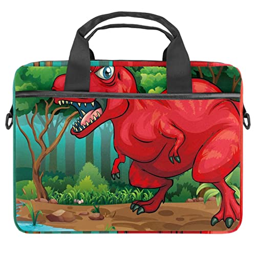 Bolso bandolera para portátil de 13 a 14.5 pulgadas con un original dinosaurio rojo en la selva