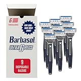 Barbasol Ultra 6 Plus Premium - Maquinilla de afeitar desechable (3 paquetes/9 cuchillas en total)