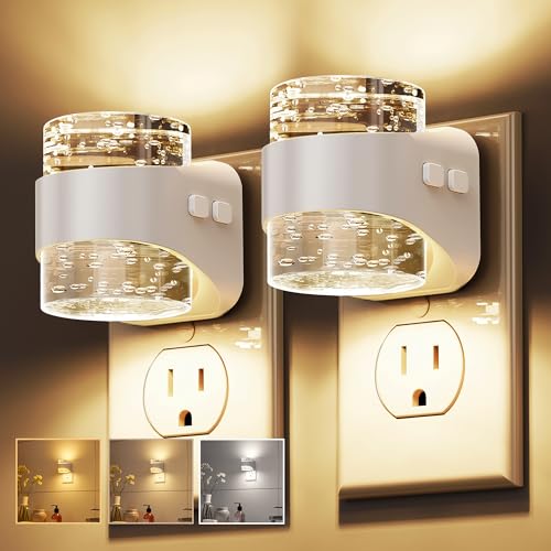 Image of L LOHAS LED Night Light, 3CCT Bubble Night Lights Plug into Wall,2 Pack 3000K /4000k /5000K Adjustable Night Light,Dimmable Nightlights with Dusk to Dawn Sensor for Rooms Bathroom Hallway