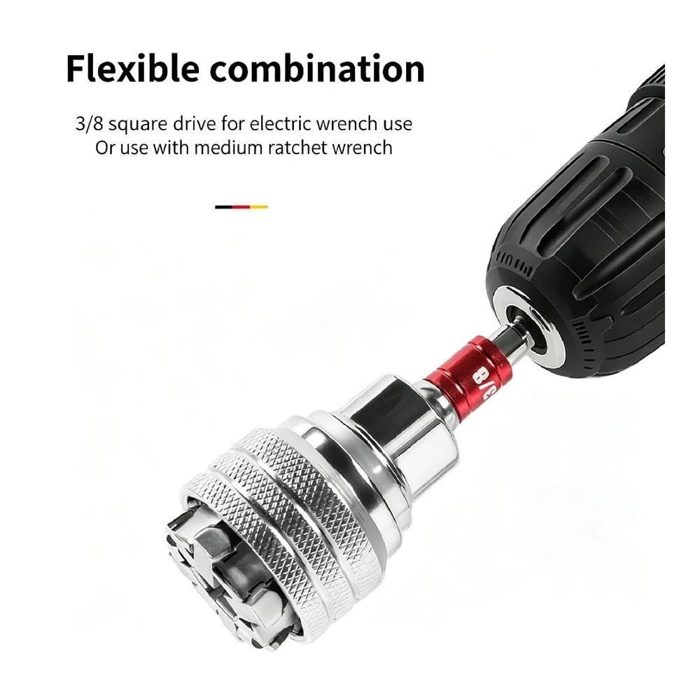 Bigbibi Adattatore di estensione del giunto flessibile con presa girevole da 2 pezzi da 3/8".(B-2set)