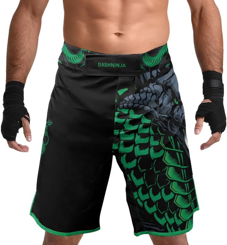 Snake Men’s Fight Shorts for Mixed Martial Arts Grappling BJJ Fighting Trunks with Drawstring