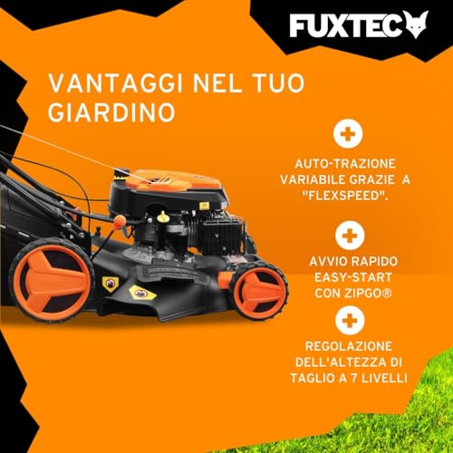 Tagliaerba a benzina con avviamento elettrico e trazione regolabile FX-RM5196eS-PRO FUXTEC tosaerba a scoppio semovente e mulching - 4