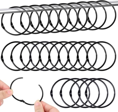 45 Stück Vorhangringe Metall 50mm Gardinenringe zum Öffnen Duschvorhang Ringe (Schwarz)
