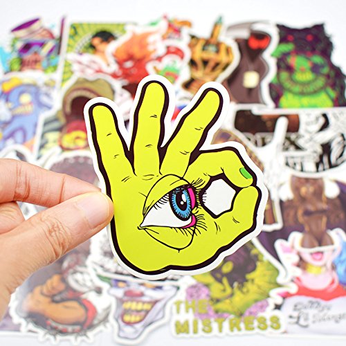 Adesivi impermeabili, 50 pezzi, motivo terrore, punk, misti, scuri, sexy, graffiti, adesivi fai da te, per bicicletta, bagagli, laptop, skateboard, frigorifero, chitarra