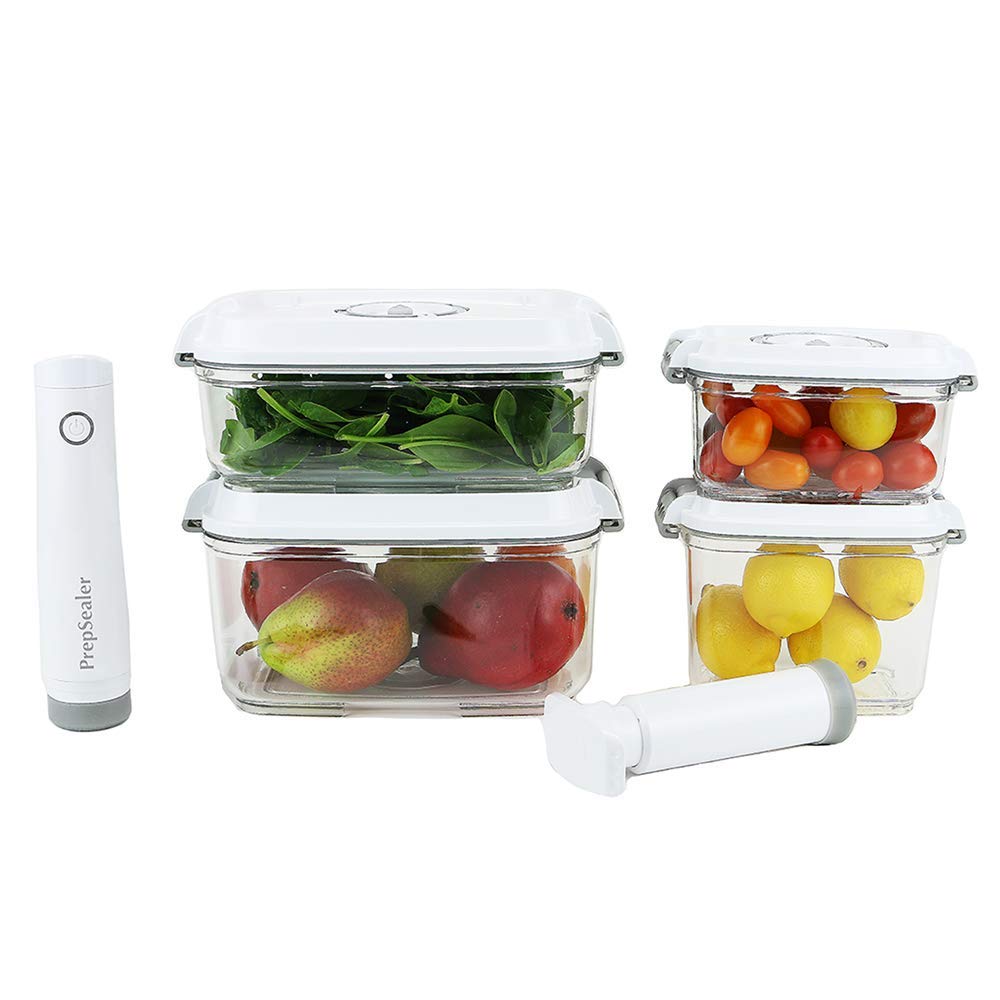 PrepSealer Food Saving BPA-free Tritan Vacuum Container-5pc Set + Electric Vacuum Pump