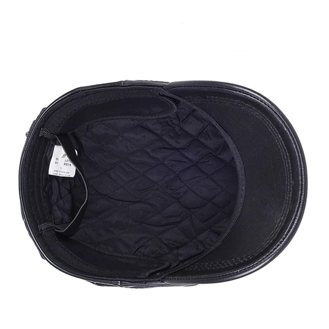 Gorro octogonal de primera capa de invierno para hombre, de piel de vacuno, cálido, protección auditiva, gorra militar con lengua de pato