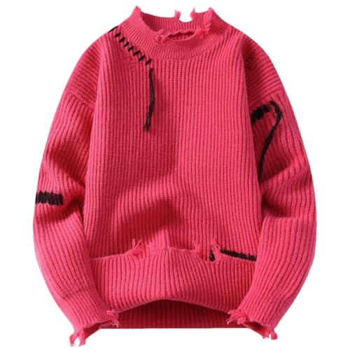 Men Hip Hop Knit Pullovers Loose Streetwear O-Neck Pullover Sweaters