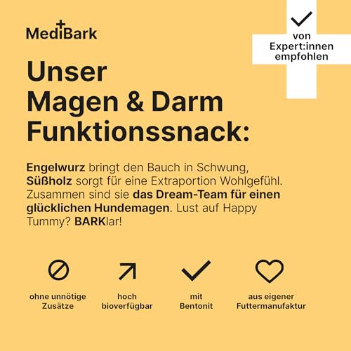 MediBark Magen & Darm - Hundeleckerli mit Ulmendrinde & Engelwurz - gegen Übelkeit & Durchfall - für Gras- & Kotfresser - unterstützt Verdauung & Darmflora - Glutenfrei & Zuckerfrei - 225 Stück