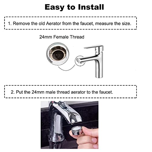 Maosgo Faucet Aerator, 6 Pack Faucet Filter With Brass Shell 15/16 Inch 24Mm Male Thread, 2.2 Gpm Sink Faucet Head Replacement With Gasket For Bathroom & Kitchen #TOP3