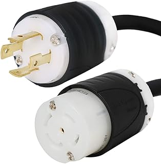 NEMA L15-30P to L21-30R Plug Adapter - 1 Foot, 30A/208V 10/4 SJOOW - Iron Box # IBX-7792-01