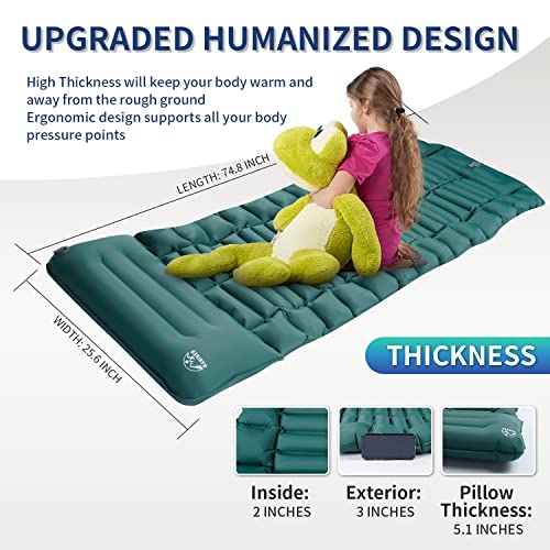 Oahiker Camping Sleeping Pad Inflatable Sleeping Mat With Pillow Built-In Pump Compact Ultralight Waterproof Camping Air Mattress For Backpacking, Hiking, Tent, Traveling & Outdoor Green #TOP4
