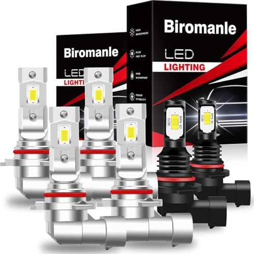 Biromanle Compatible with 1999 2000 2001 2002 2003 2004 Jeep Grand Cherokee Bulbs, 9005 High Beam 9006 Low Beam+9145 Fog Light Bulb Combo, 6000k white light,Interior lights Bulbs(Pack of 6)