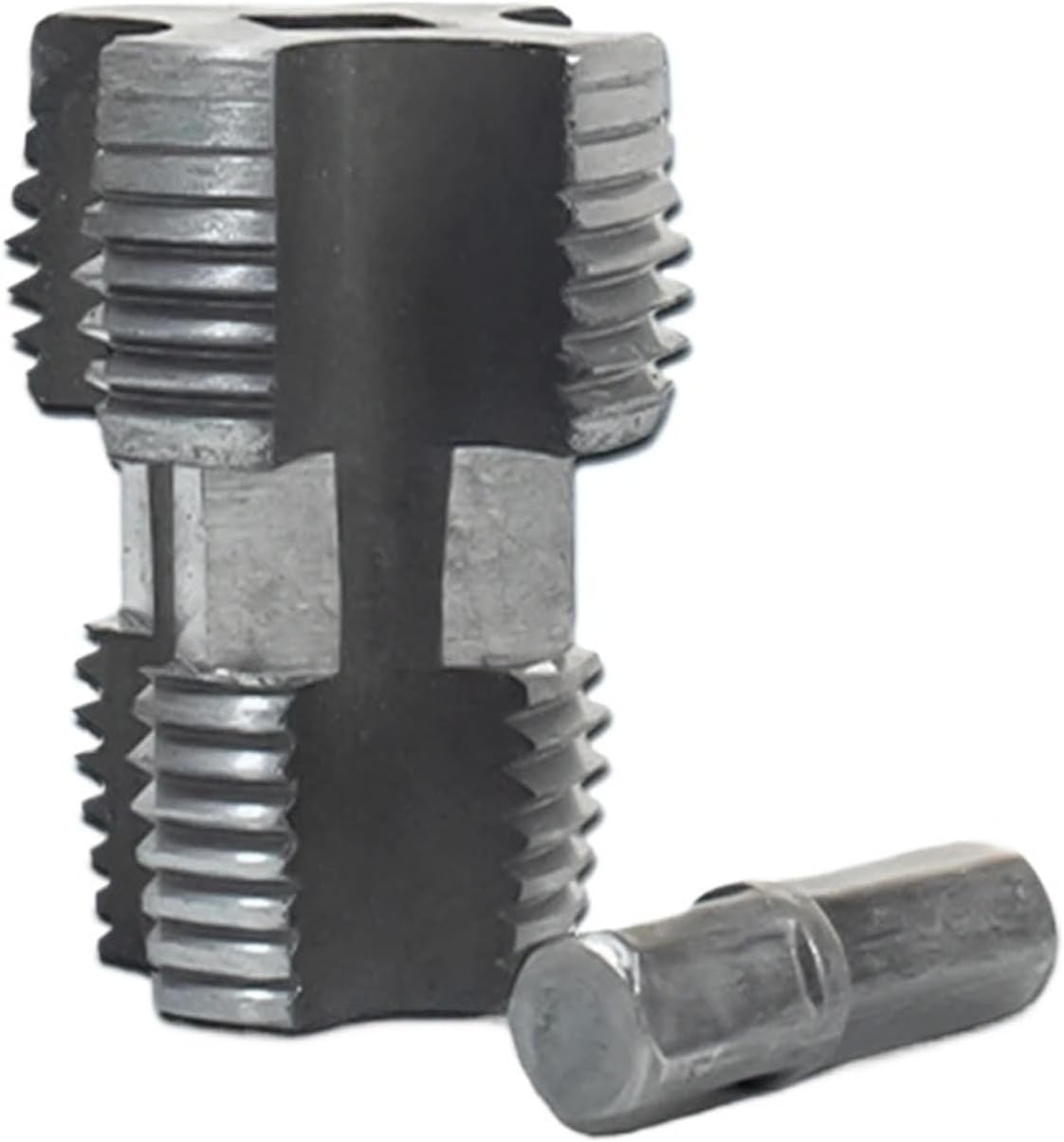4/6-Point Dual Head Pipe Threader - Hex Shank Drill Attachment For Inner/Outer PVC Pipe Threading