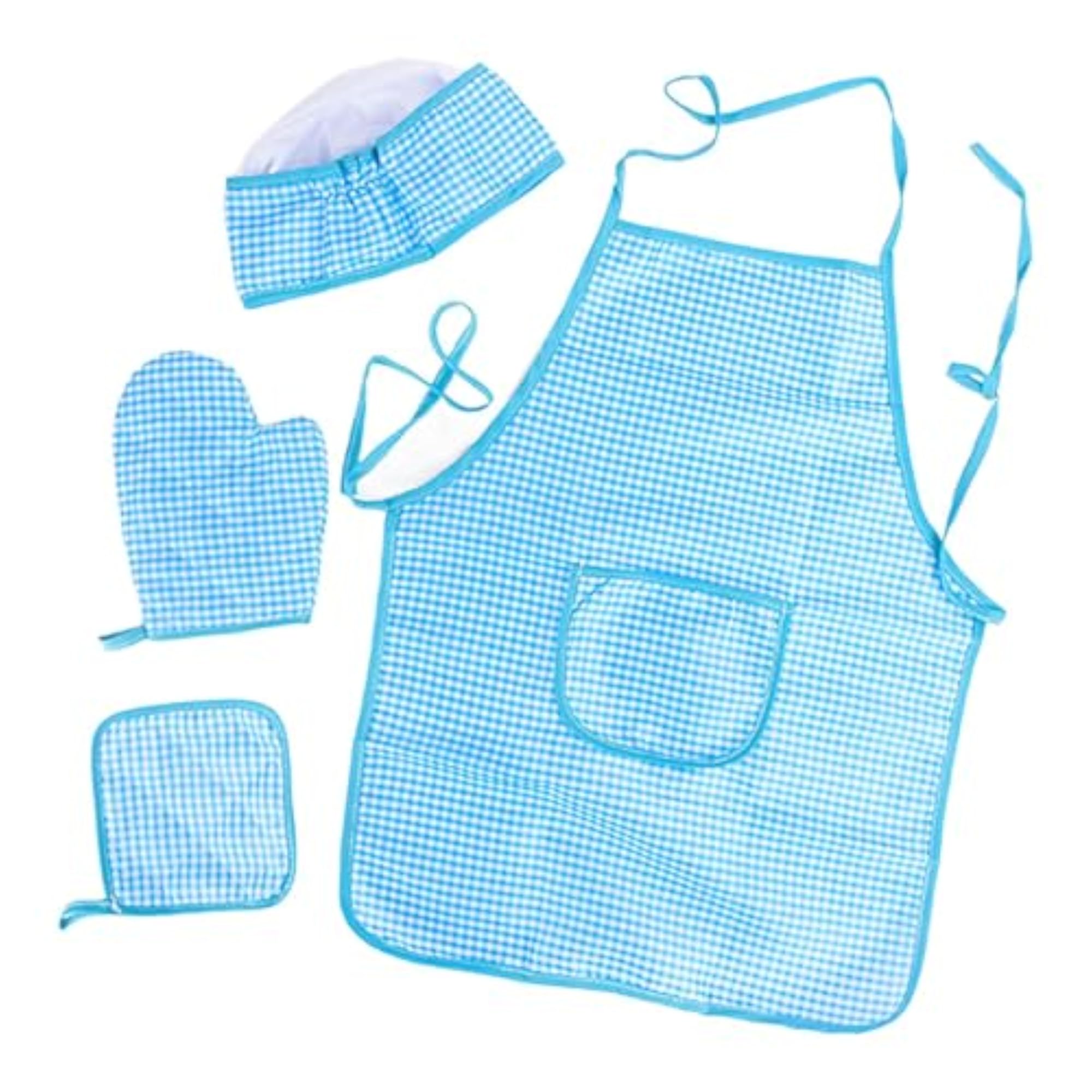 Kids Chef Costume Apron Set for Role Playing, Blue