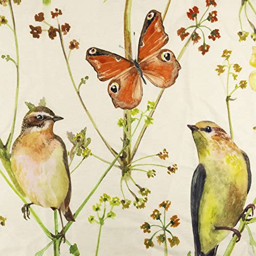 Lb Floral Plant Shower Curtain Watercolor Flower Butterfly Birds Beige Backdrop Vintage Bathroom Decor With Hooks, Easy Care Polyester Fabric Bathroom Curtain 72X72 Inch #TOP4