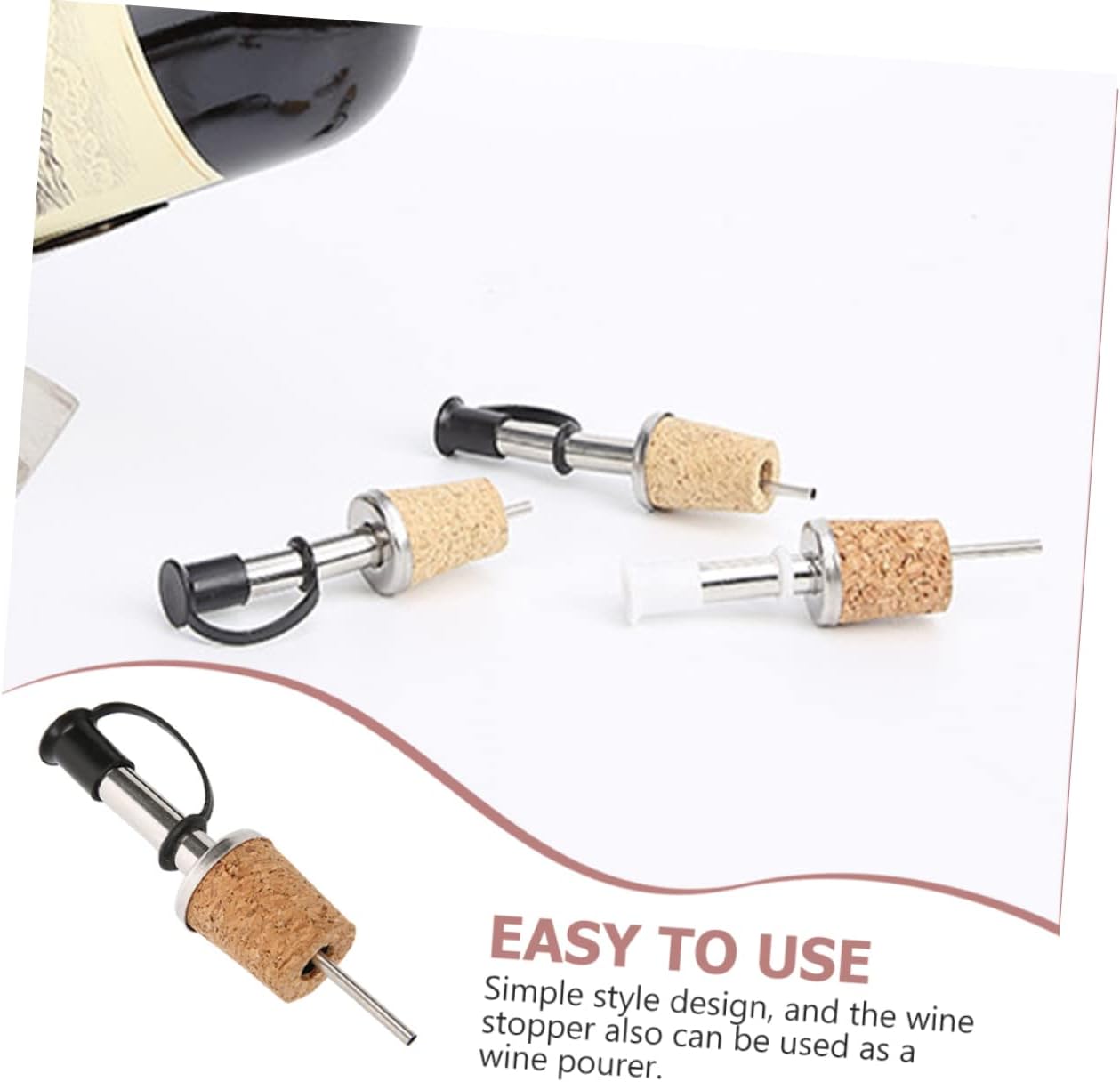 Red Wine Pourer Spout Multi-function Reusable Cork Stopper Stainless Steel Spout for Household Use for Wine Lovers and Entertaining