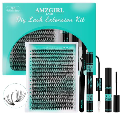 Lash Extension Kit 320Pcs,DIY Individual Lashes Clusters Kit,Lash Bond And Seal,Lash Remover For