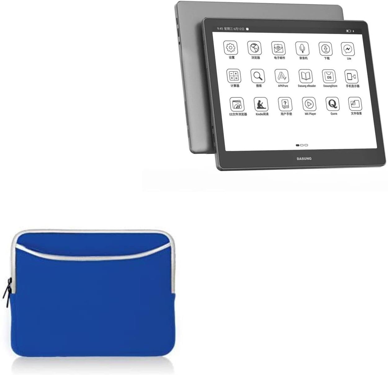 BoxWave Case Compatible with Dasung Not-eReader 103 (EP1030312) - SoftSuit with Pocket, Soft Pouch Neoprene Cover Sleeve Zipper Pocket - Super Blue