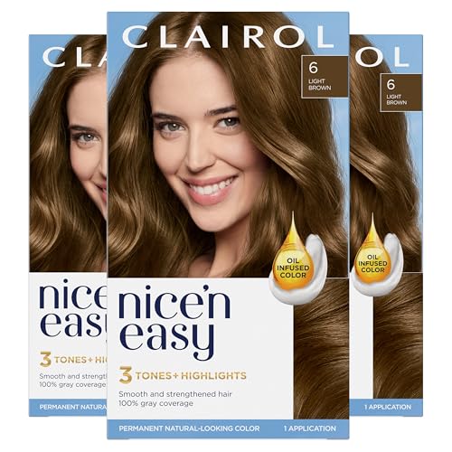 Clairol Nice'n Easy Permanent Hair Dye, 6 Light Brown Hair